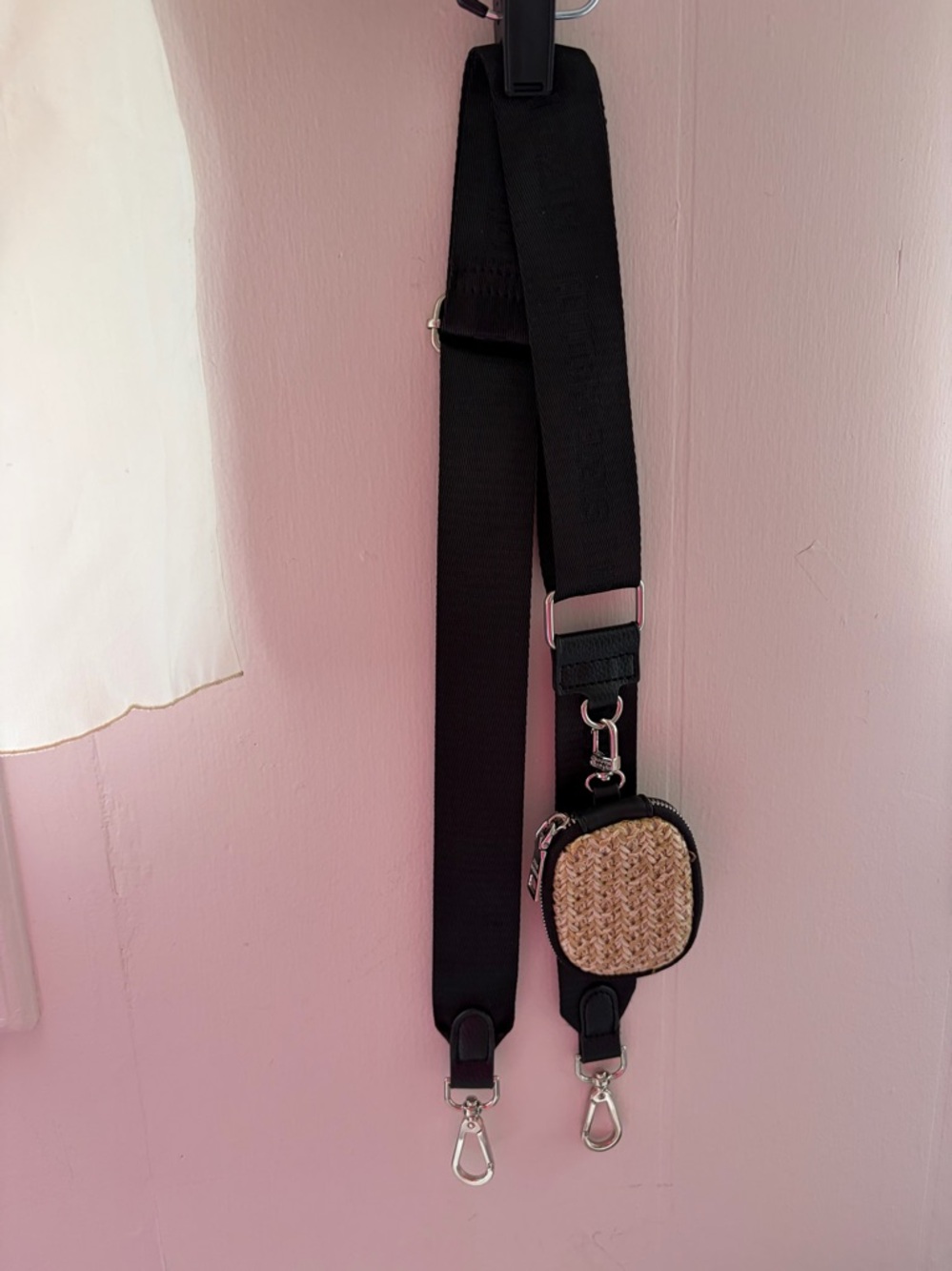 Steve Madden Black Utility Strap with Woven Coin Pouch